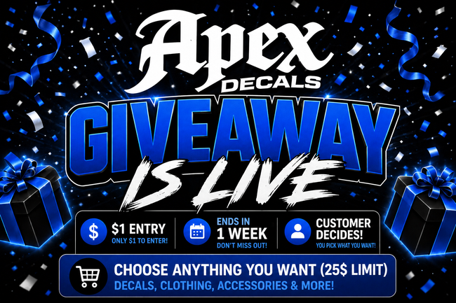 Apex Decals Giveaway (Giveaway is live $1 entry will end in a week, customer gets to decide what they want like (25$ limit)